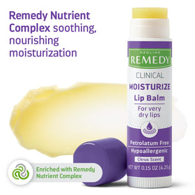 Medline Remedy Clinical Lip Balm on a wooden table