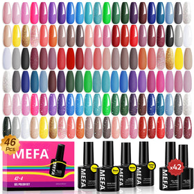 MEFA Gel Nail Polish Kit with 42 colourful gel nail polish bottles