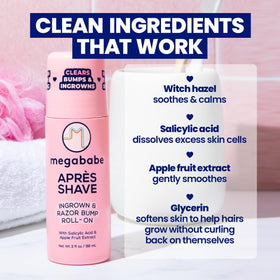 Megababe Après Shave Roll-On packaging