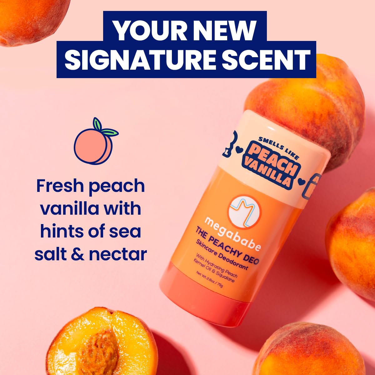Megababe Peachy Deo side view showing smooth stick design