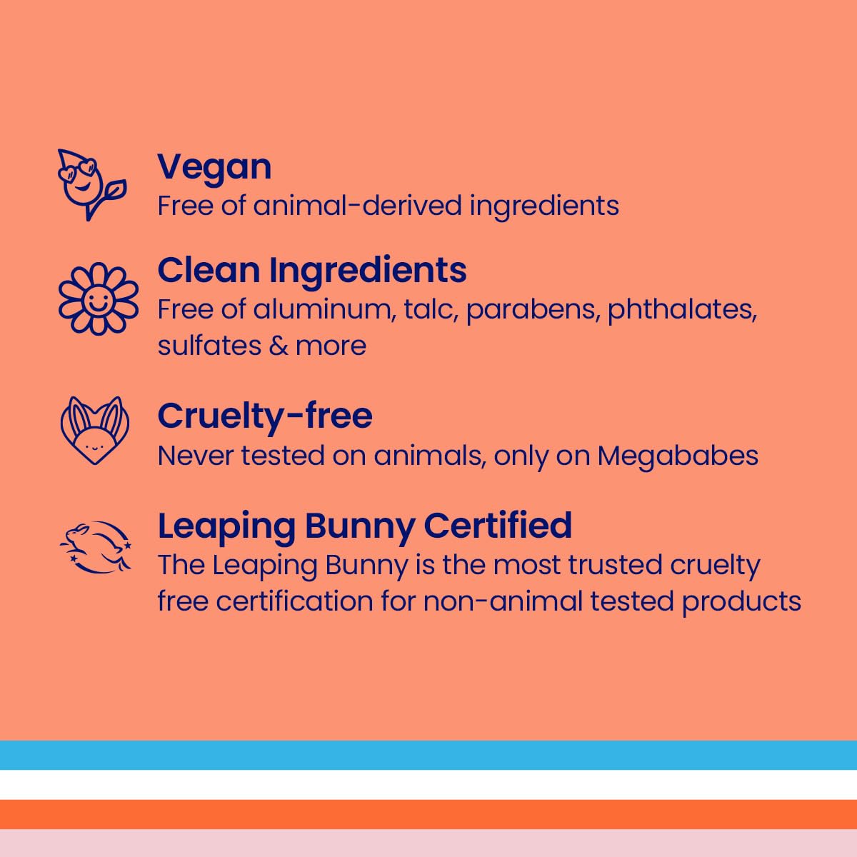 Megababe Peachy Deo with fresh peaches and vanilla background