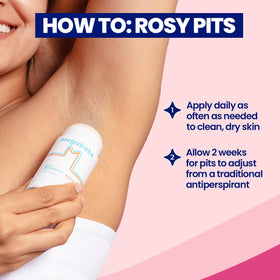 Megababe Rosy Pits Deo in a stylish bathroom setting