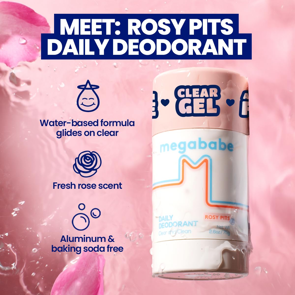 Megababe Rosy Pits Deo side view with packaging