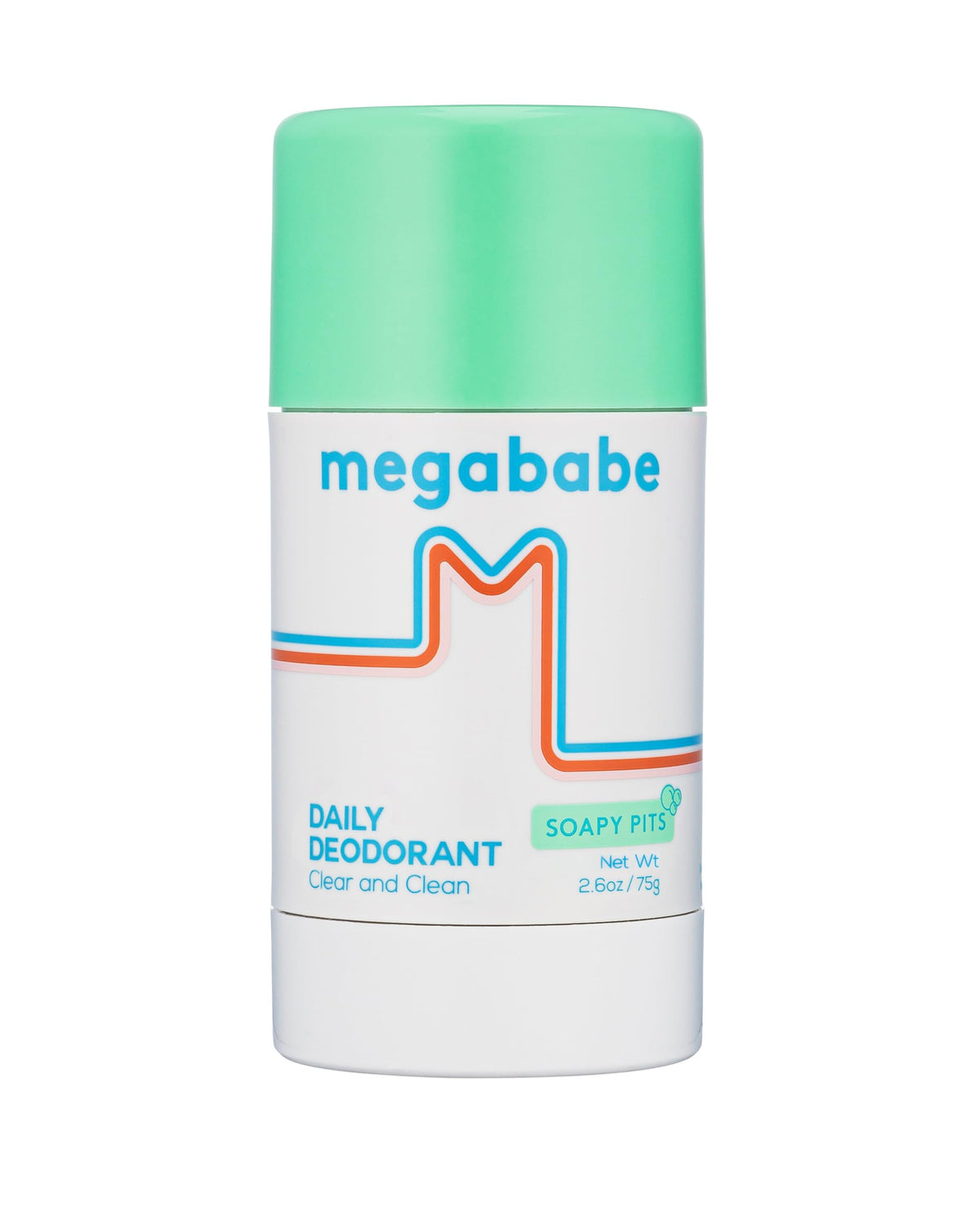 Megababe Soapy Pits Daily Deodorant front view, 2.6 oz