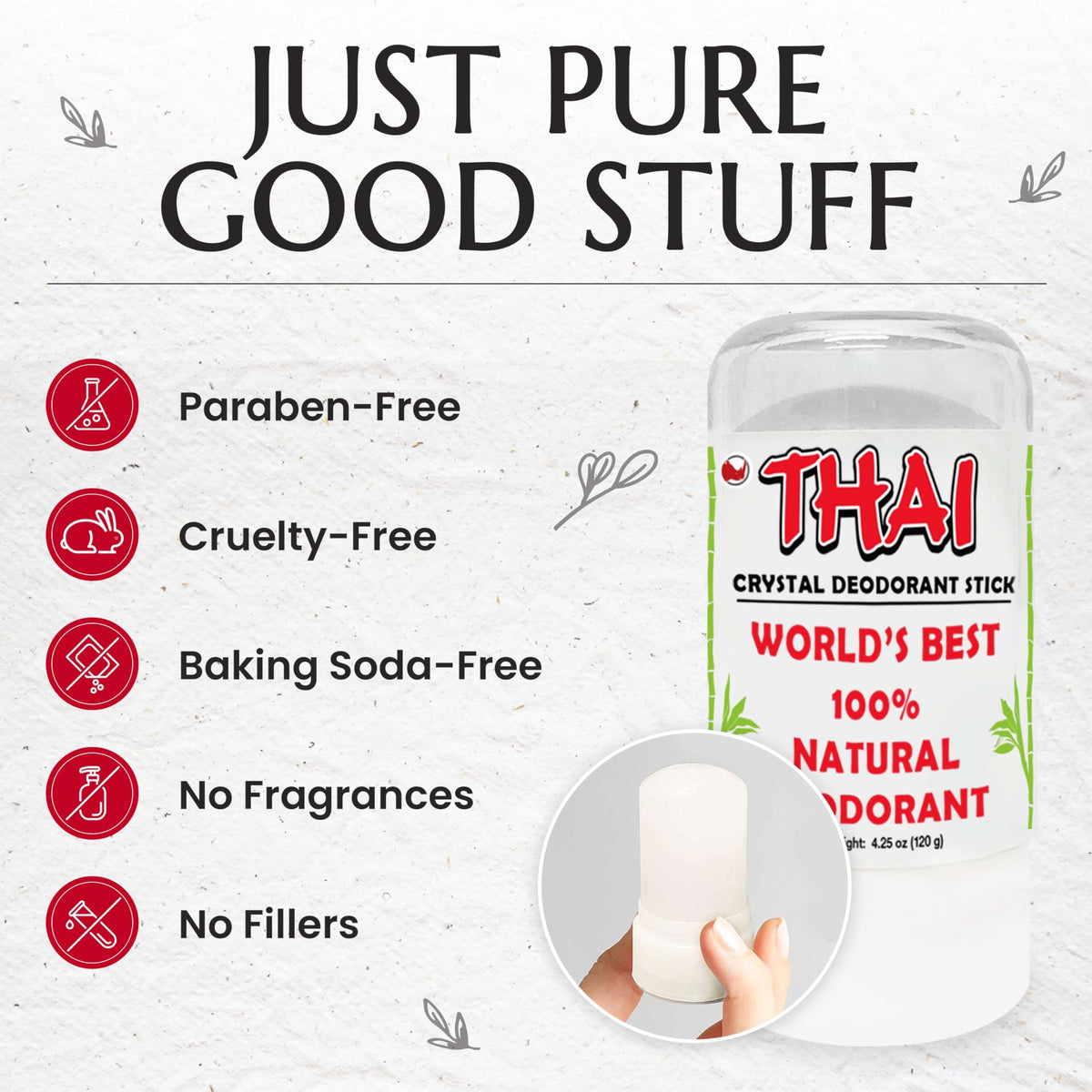 MegaRhino Thai Crystal Deodorant on bathroom counter