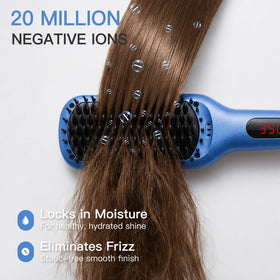 MEGAWISE Ceramic Ionic Hair Straightener Brush LED display close-up