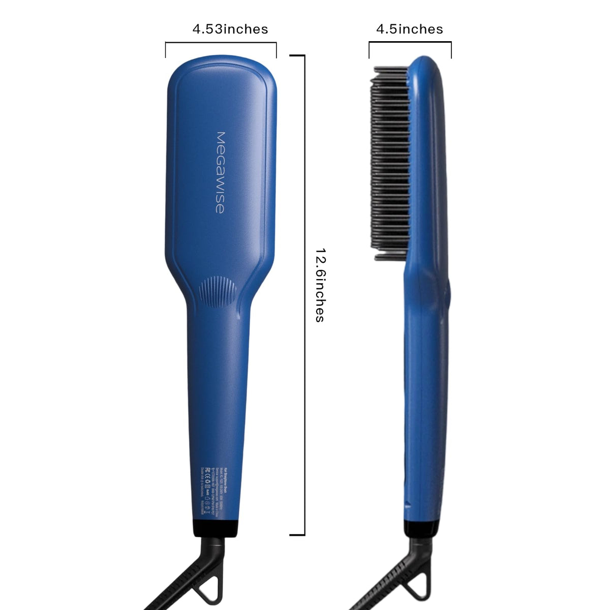 MEGAWISE Ceramic Ionic Hair Straightener Brush showing adjustable temperature settings