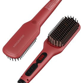 MEGAWISE Hair Straightener Brush front view in Tomato Red