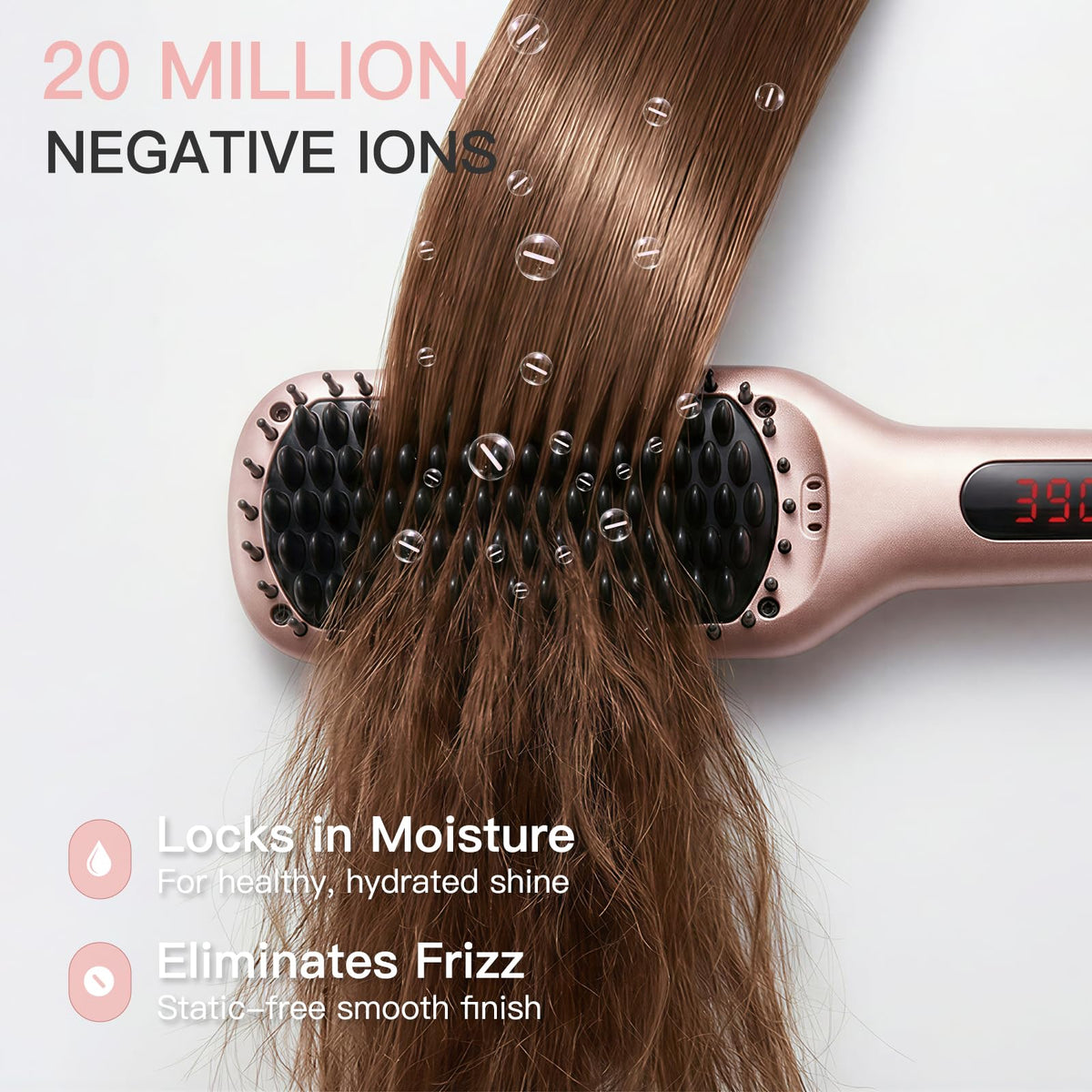 MEGAWISE Hair Straightener Brush KL1025 showing temperature settings