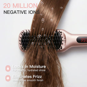 MEGAWISE Hair Straightener Brush KL1025 showing temperature settings