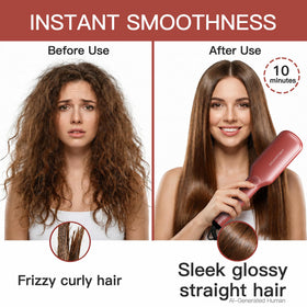 MEGAWISE Hair Straightener Brush Pro LCD display showing temperature settings
