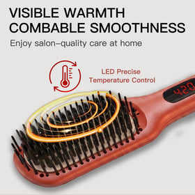 MEGAWISE Hair Straightener Brush Pro showing safety features
