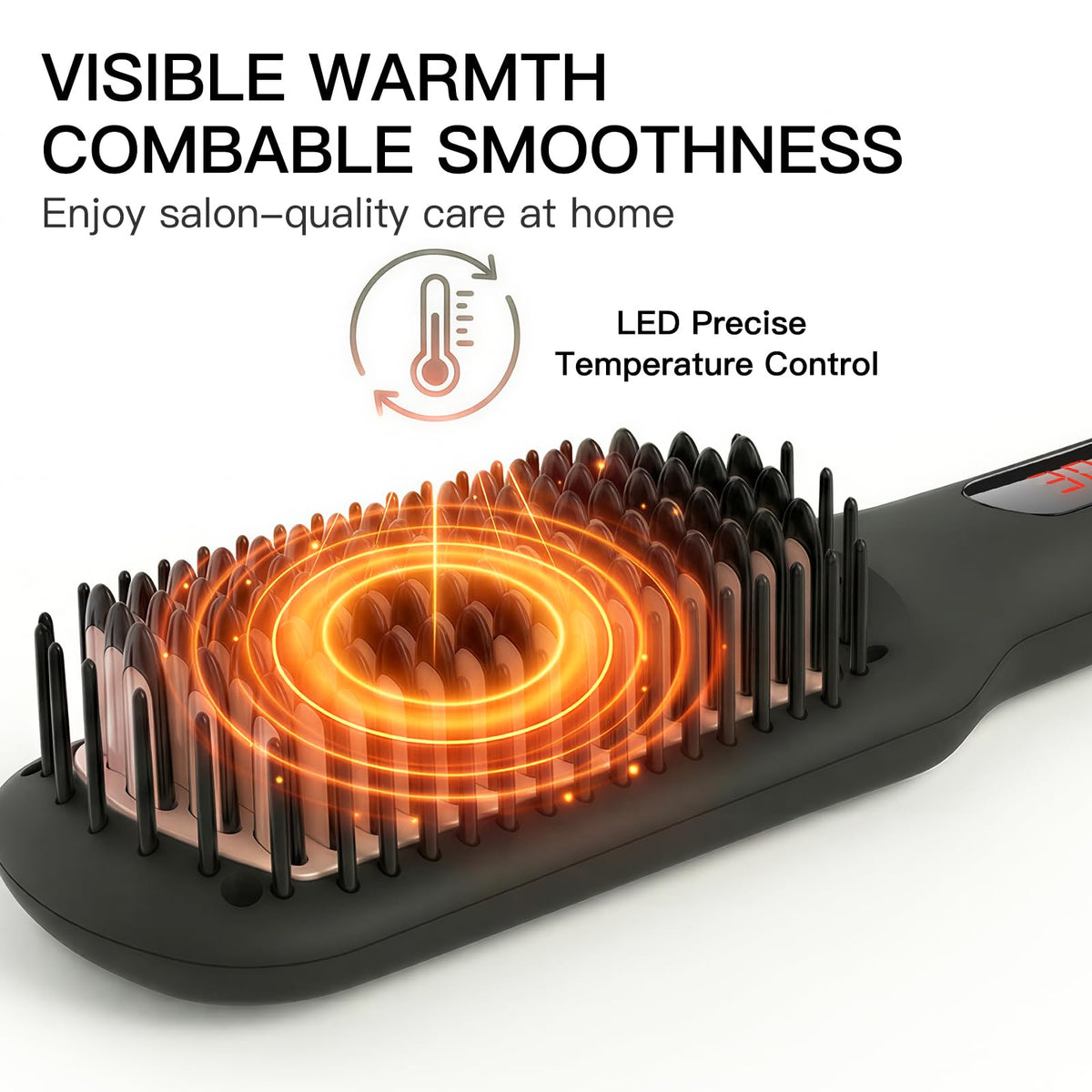 MEGAWISE Hair Straightener Brush with heat-resistant outer teeth