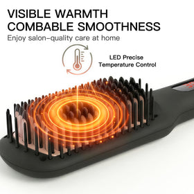 MEGAWISE Hair Straightener Brush with heat-resistant outer teeth