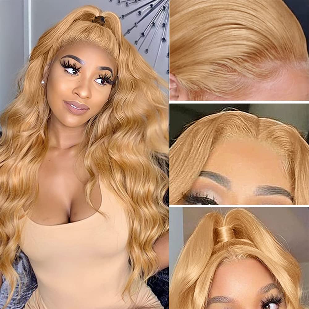 MEGOOD Honey Blonde Wig back view displaying length