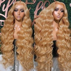 MEGOOD Honey Blonde Wig front view with 13x6 lace front