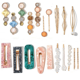 Mehayi 20 PCS pearl and acrylic resin hair clips set front view