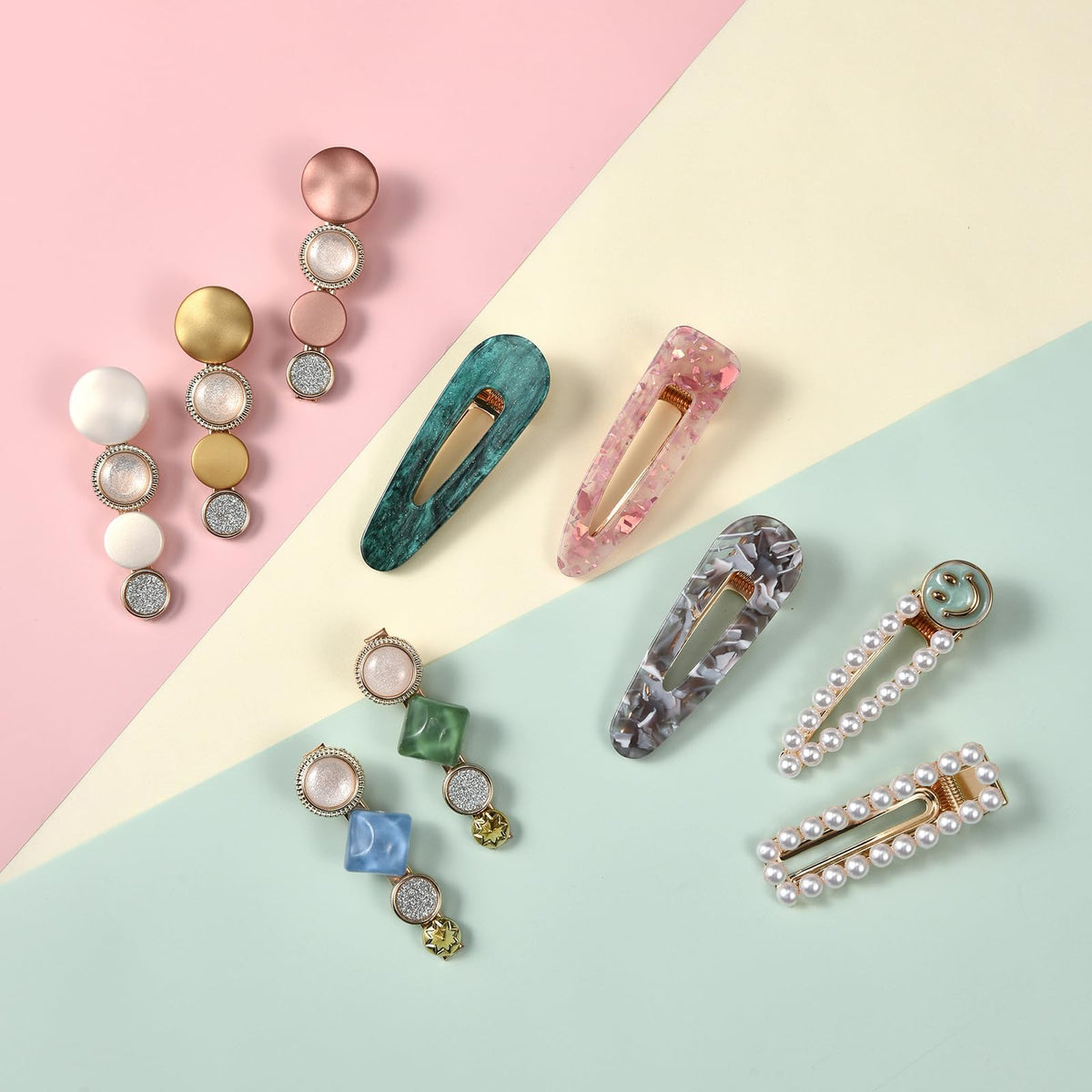 Mehayi acrylic resin hair barrettes in assorted designs