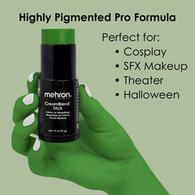 Mehron CreamBlend Stick Green with makeup brush