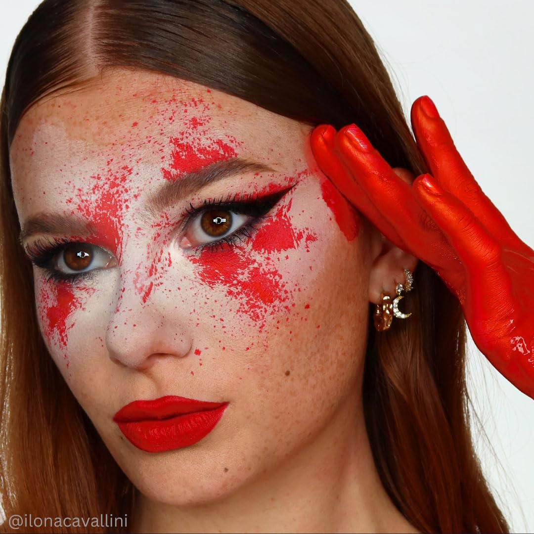 Mehron Liquid Makeup RED on skin application