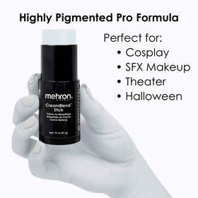 Mehron Makeup CreamBlend Stick Moonlight White applied on skin