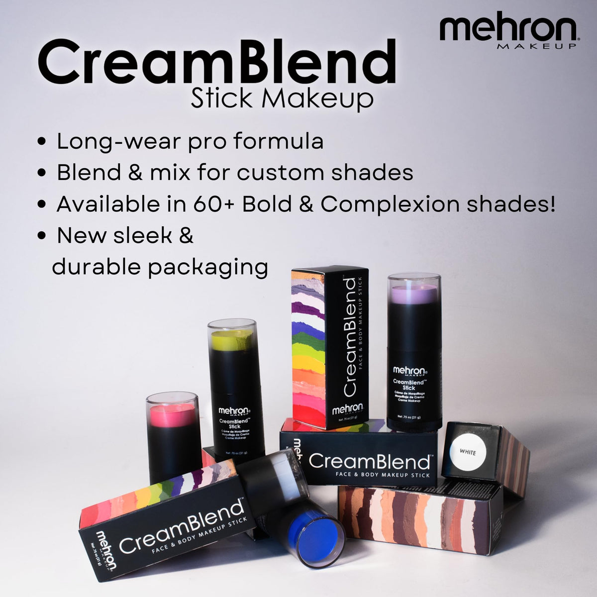 Mehron Makeup CreamBlend Stick Pastel Blue texture close-up