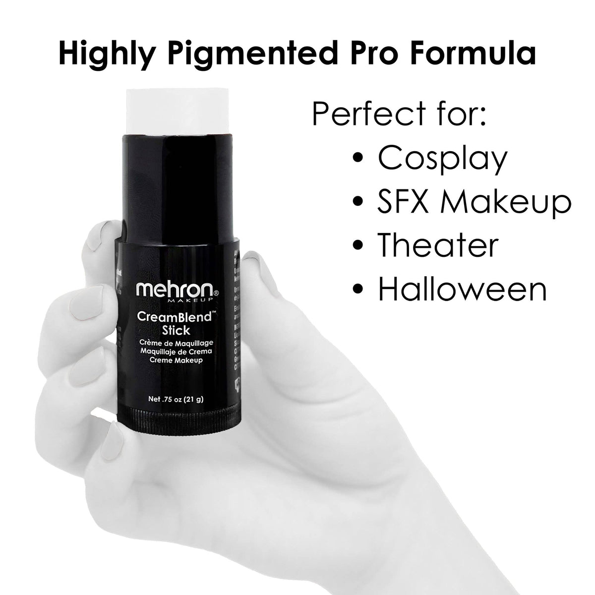 Mehron Makeup CreamBlend Stick WHITE texture close-up