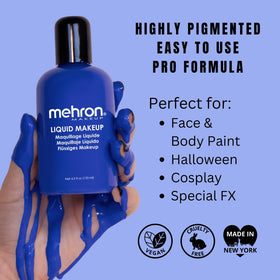 Mehron Makeup Liquid Makeup BLUE swatch on skin