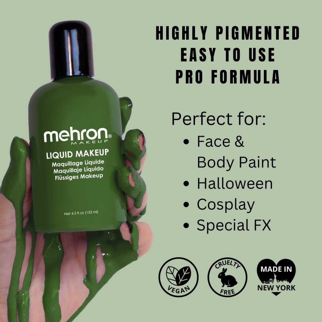 Mehron Makeup Liquid Makeup GREEN texture close-up
