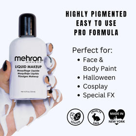 Mehron Makeup Liquid Makeup Moonlight White application with brush