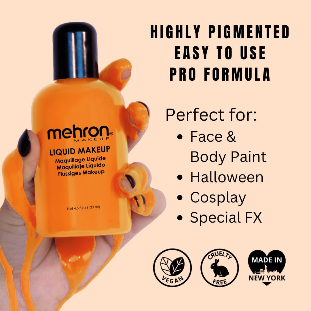 Mehron Makeup Liquid Makeup ORANGE with applicator