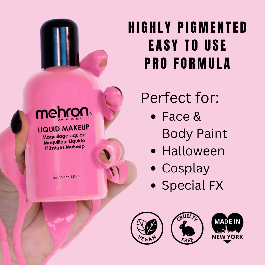 Mehron Makeup Liquid Makeup PINK swatch on skin