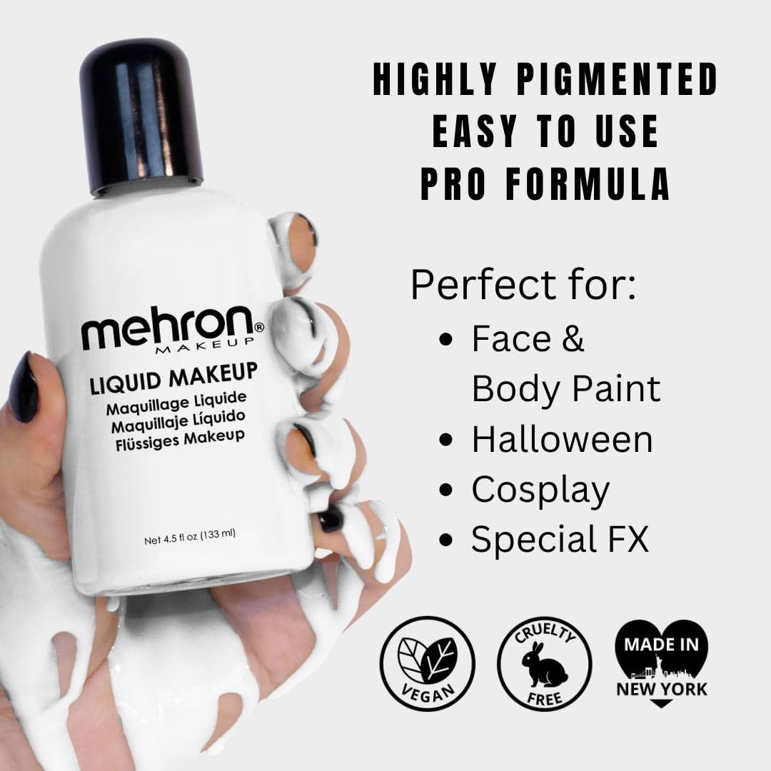 Mehron Makeup Liquid Makeup WHITE application on skin