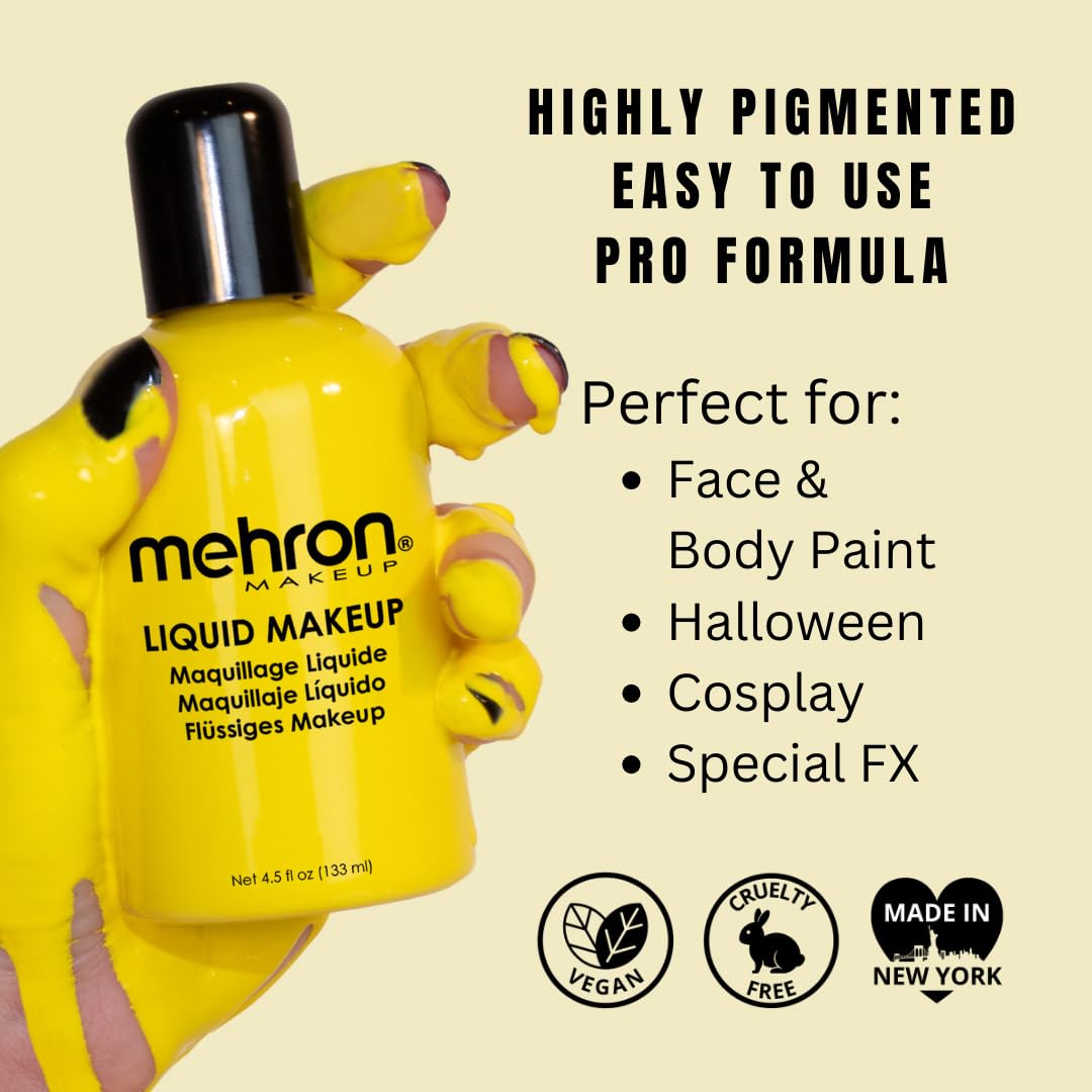 Mehron Makeup Liquid Makeup Yellow bottle side view