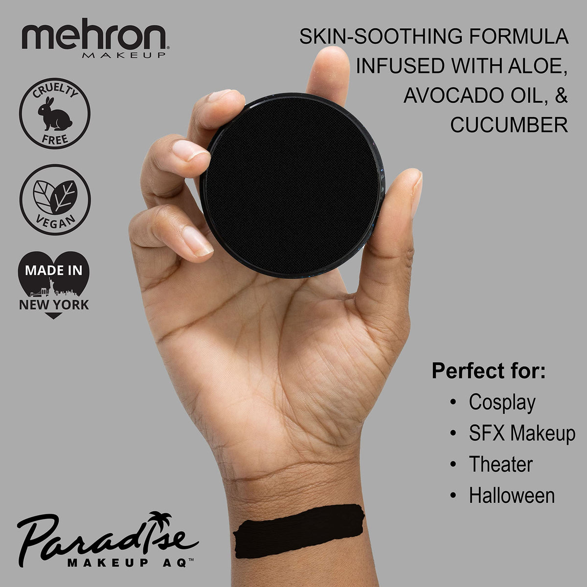 Mehron Makeup Paradise AQ BLACK packaging