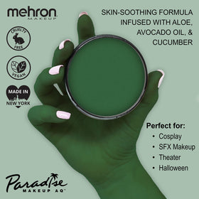 Mehron Makeup Paradise AQ Dark Green body paint packaging