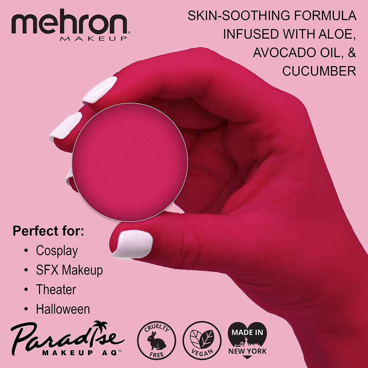 Mehron Makeup Paradise AQ Dark Pink face paint with brush