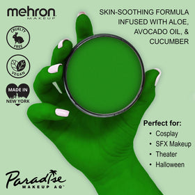 Mehron Makeup Paradise AQ Green Water-Activated Body Paint consistency close-up