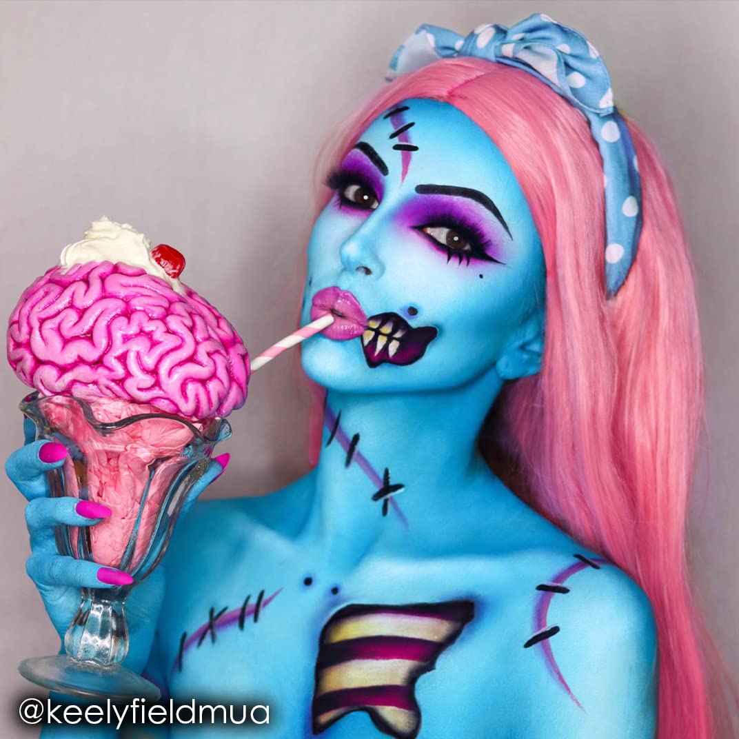 Mehron Makeup Paradise AQ Light Blue Body Paint application with brush
