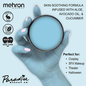 Mehron Makeup Paradise AQ Light Blue Body Paint swatch on skin