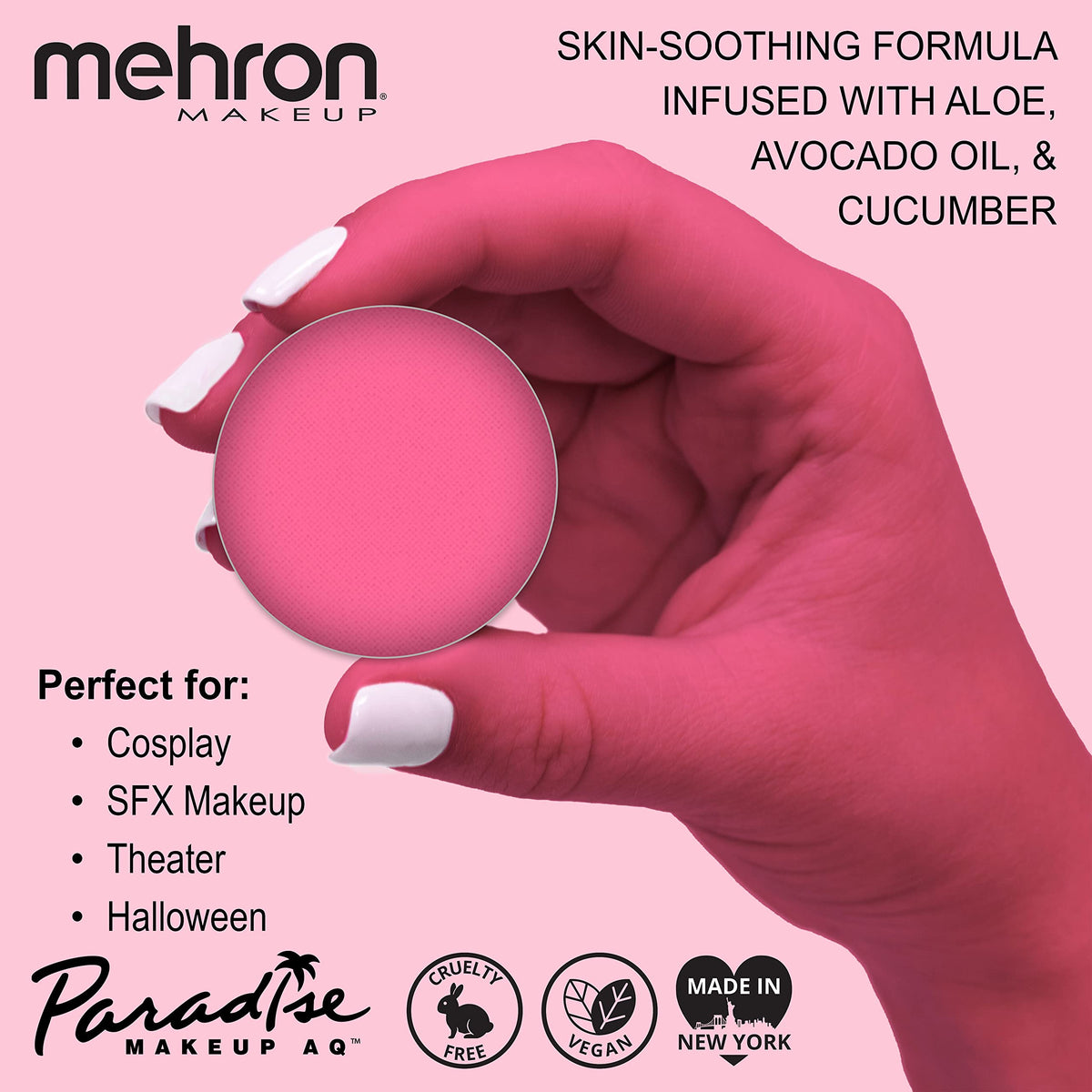Mehron Makeup Paradise AQ Light Pink with brush