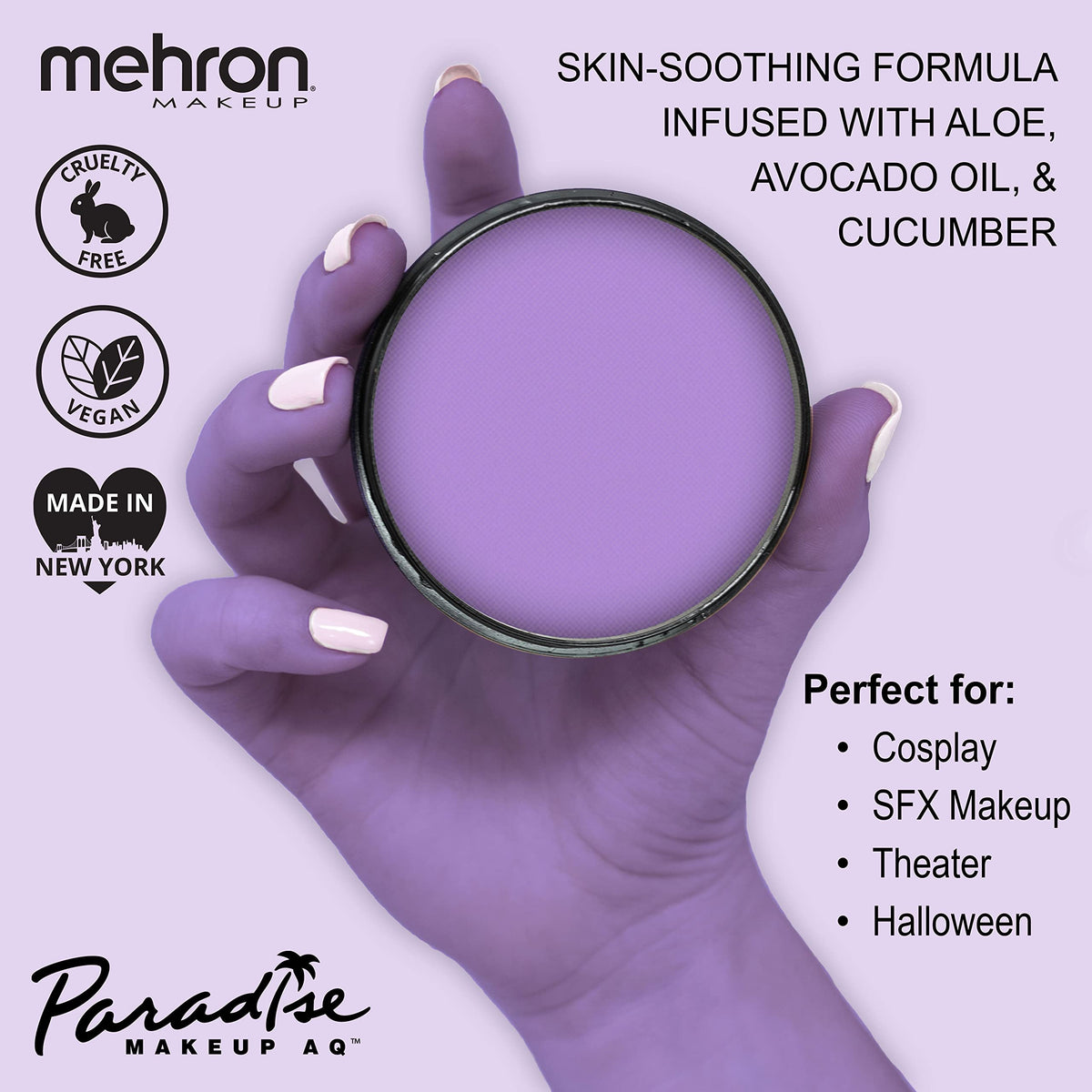 Mehron Makeup Paradise AQ Purple body paint packaging