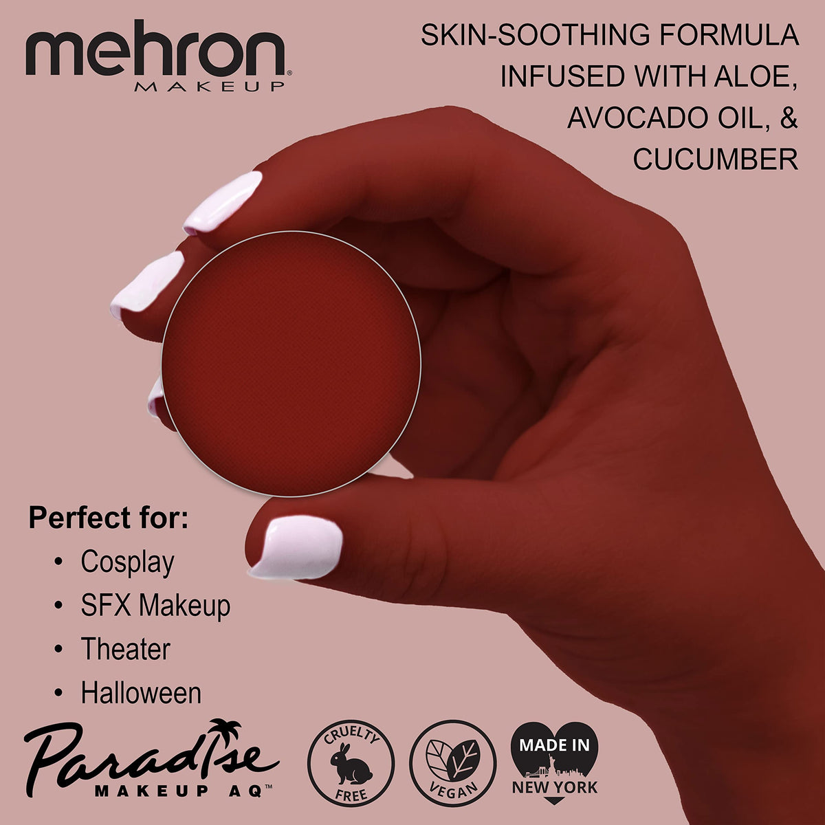Mehron Makeup Paradise AQ RED paint with brush and sponge