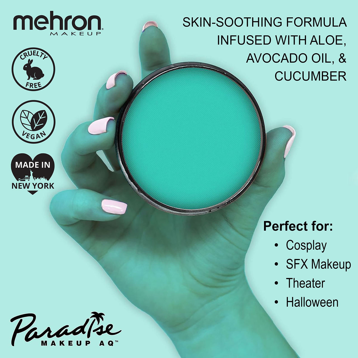 Mehron Makeup Paradise AQ Teal Face & Body Paint swatch