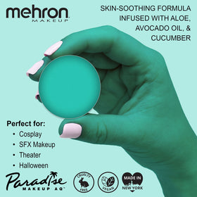 Mehron Makeup Paradise AQ Teal paint with brush and sponge