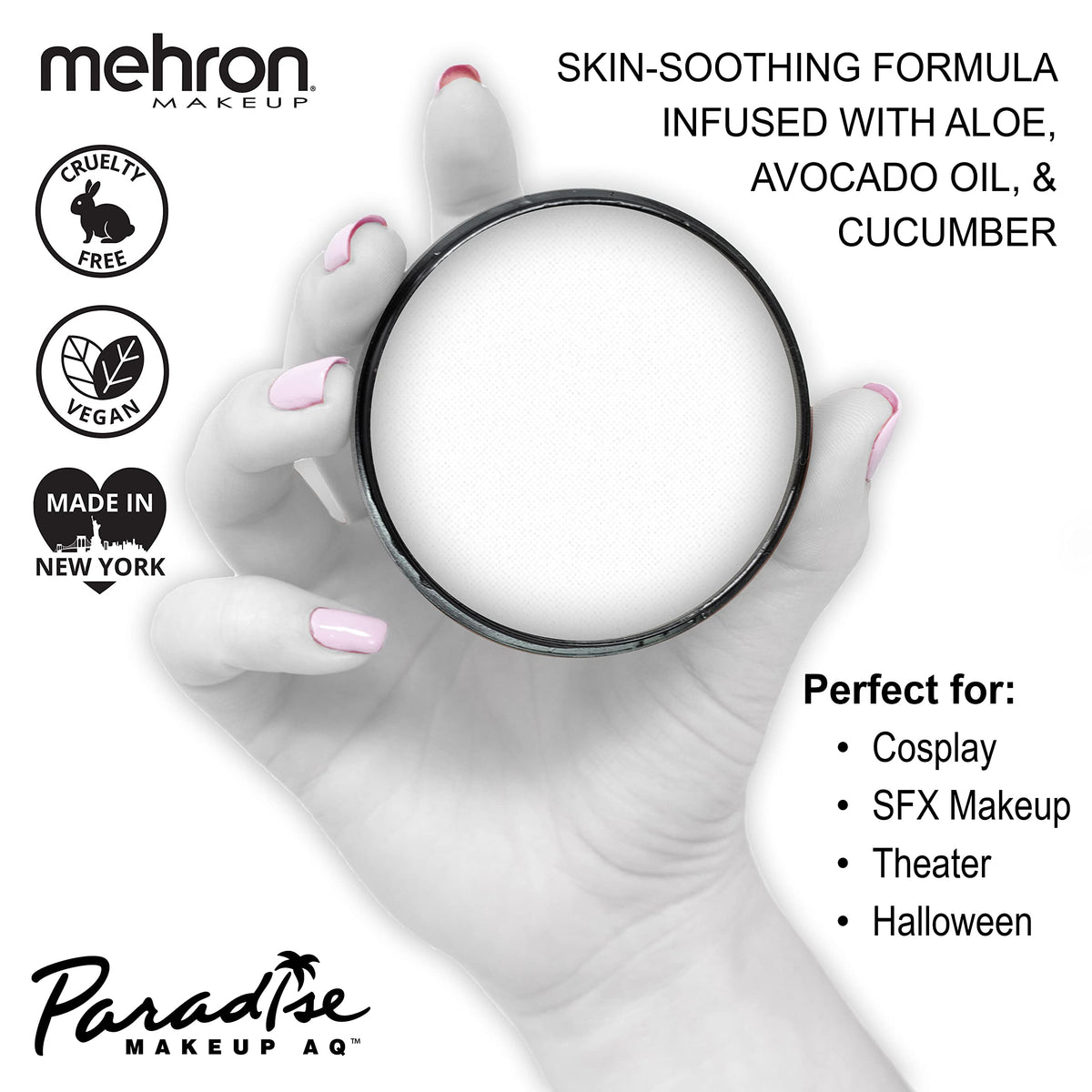 Mehron Makeup Paradise AQ White Body Paint texture close-up
