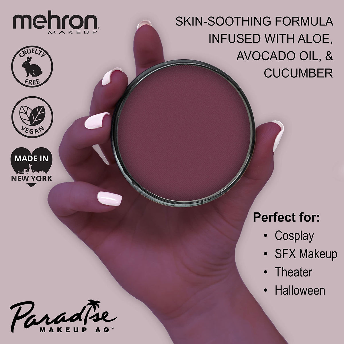 Mehron Makeup Paradise AQ Wild Orchid body paint open with vibrant color