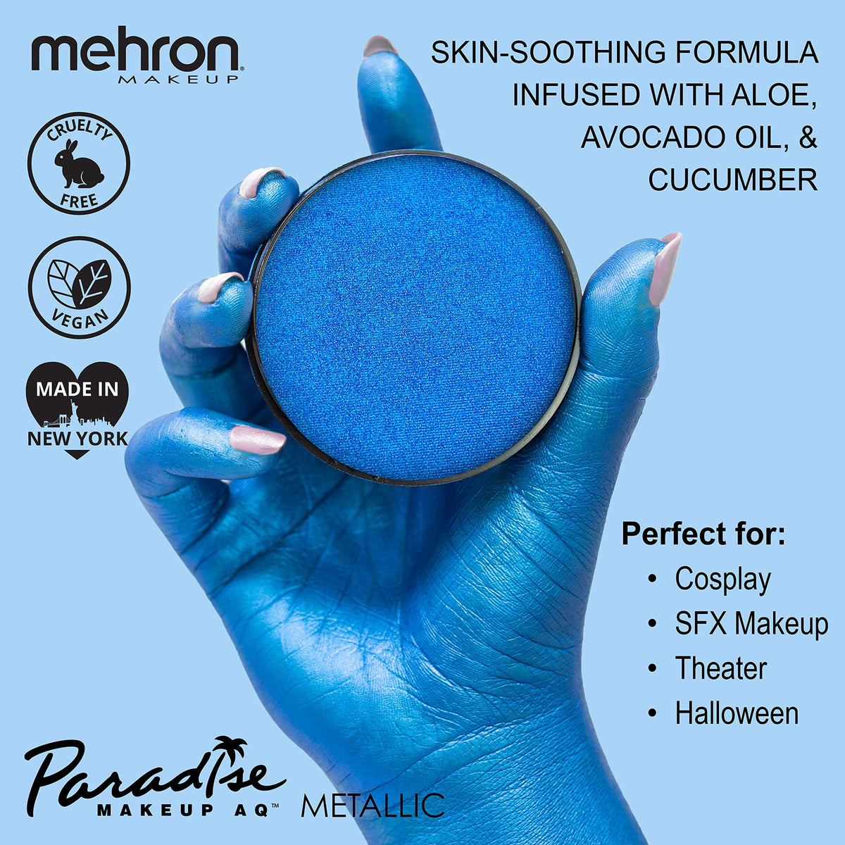 Mehron Makeup Paradise FX Metallic Dark Blue packaging