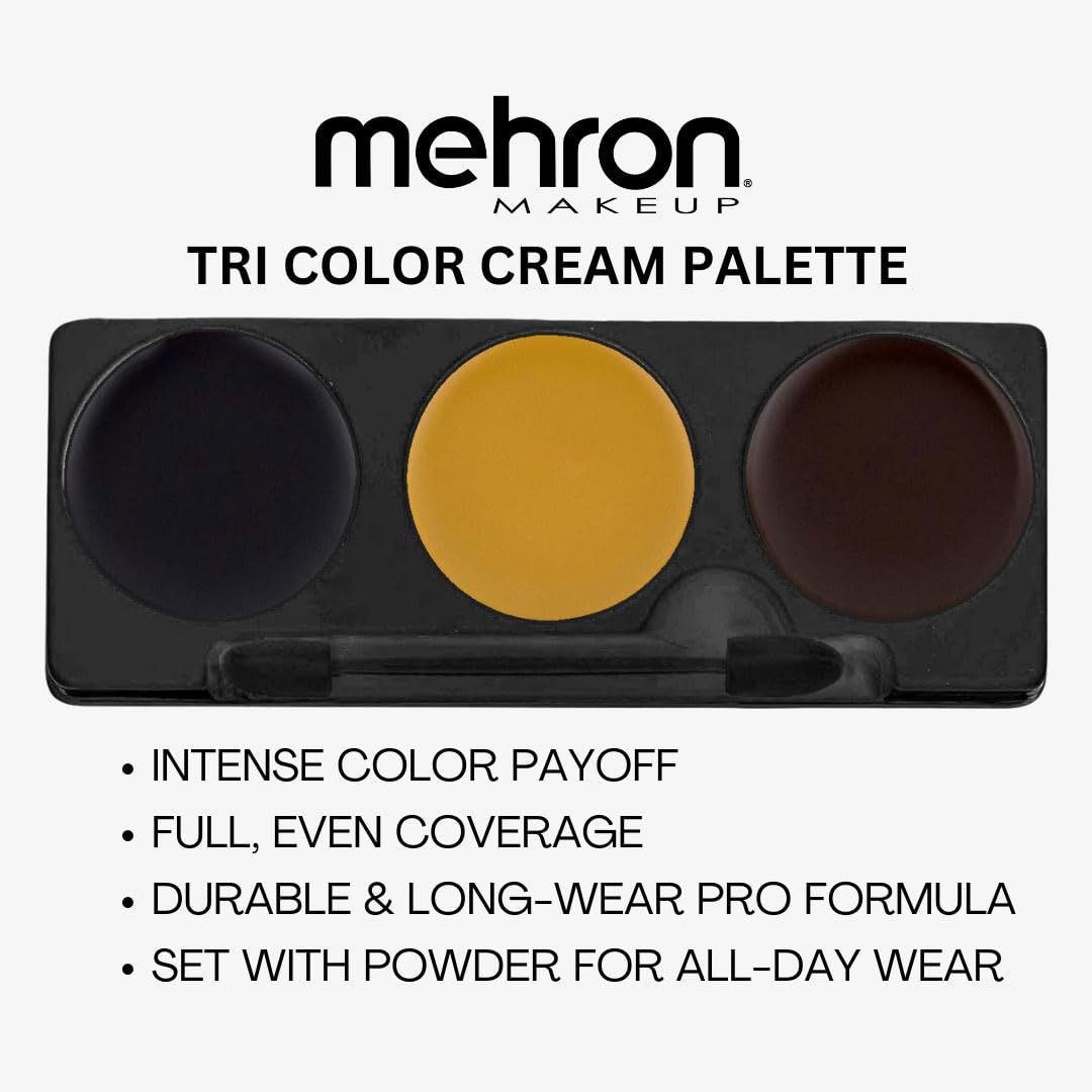 Mehron Makeup Tri-Color Face Paint Palette Bruise with applicator