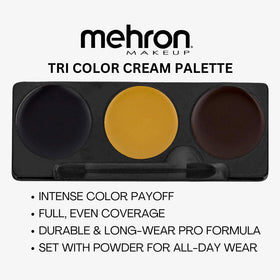 Mehron Makeup Tri-Color Face Paint Palette Bruise with applicator